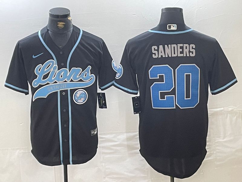 Men Detroit Lions 20 Sanders Black Joint Name 2024 Nike Limited NFL Jersey style 5